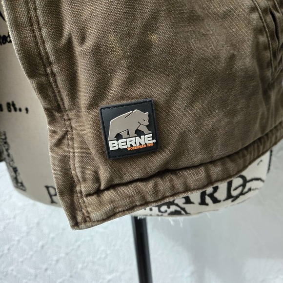 Berne Canva Heavy Duty Coat Sz L Youth Brown Bleached Workwear Utility thrashed - Picture 3 of 12